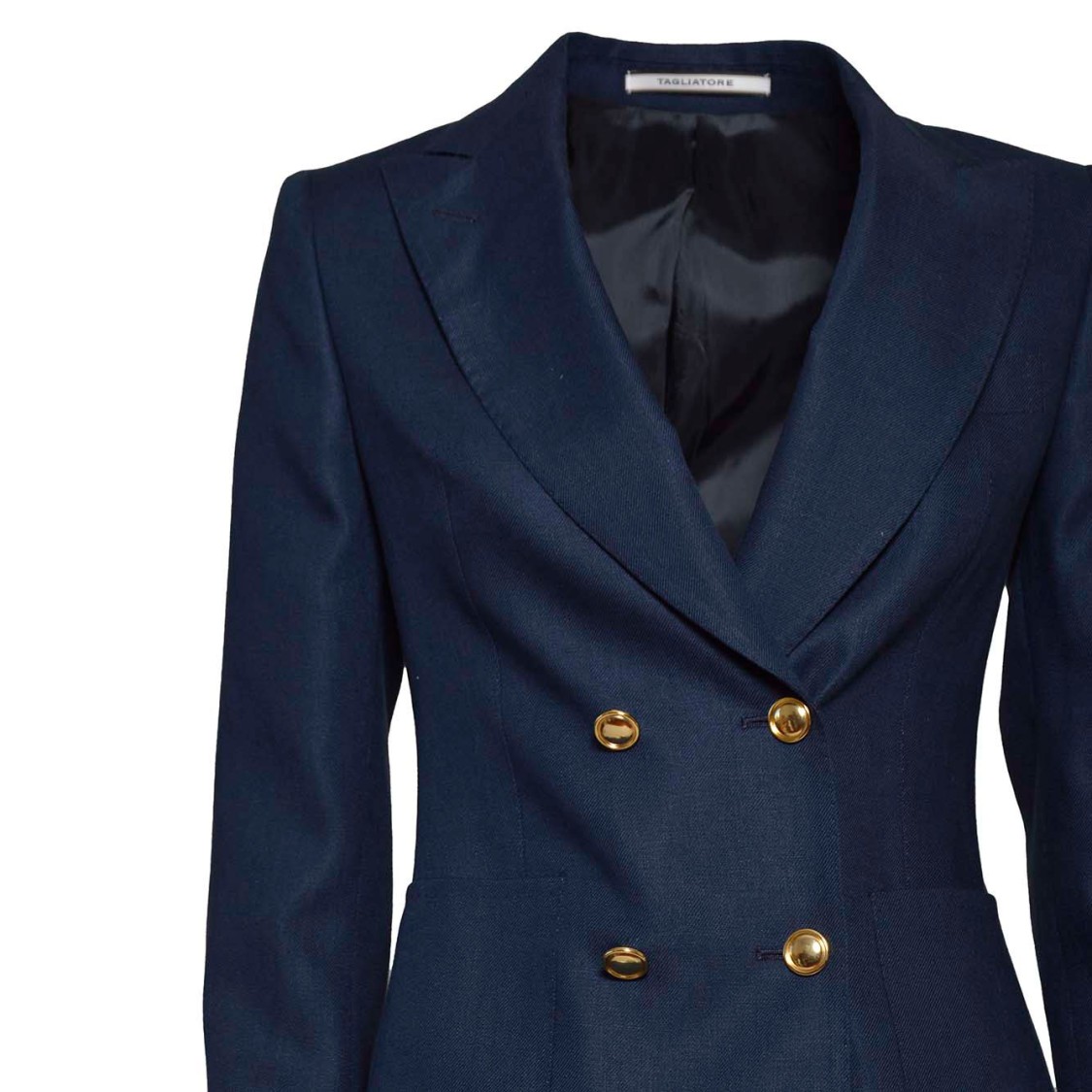 TAGLIATORE TAGLIATORE J-CORAL DOUBLE BREASTED JACKET IN BLUE LINEN
