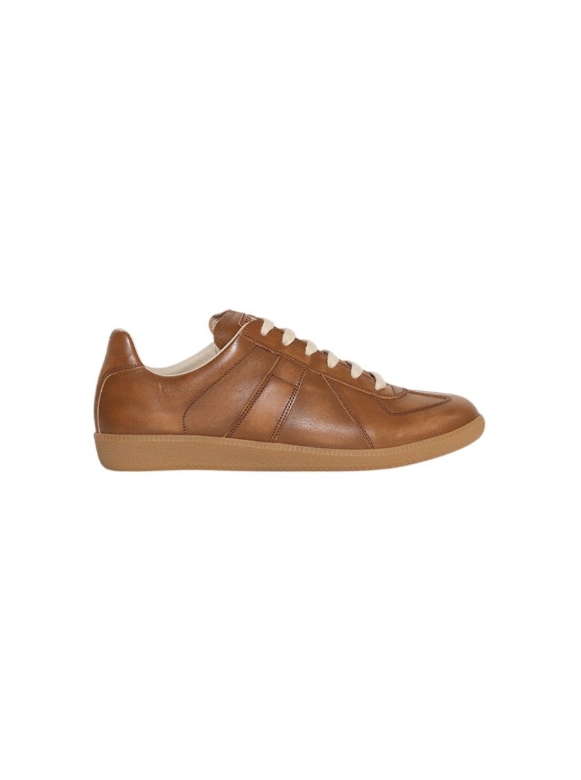 Maison Margiela Margiela Distressed Leather Replica Sneaker Brown In Brown