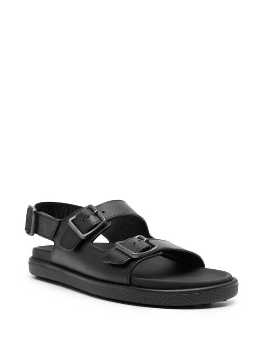 Tod's Open Black Leather Sandals In Black