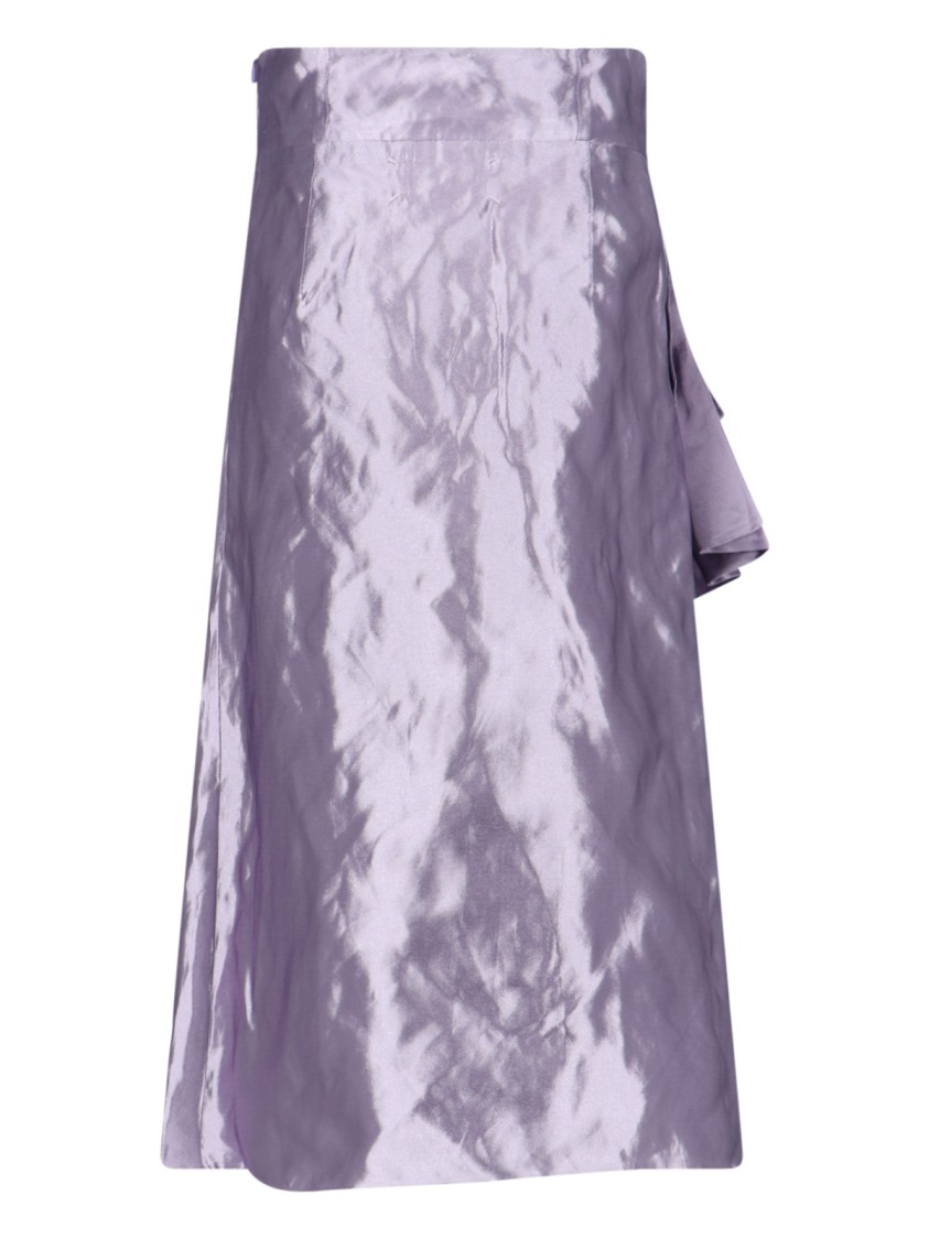 Maison Margiela Draped Midi Skirt In Metallic Purple