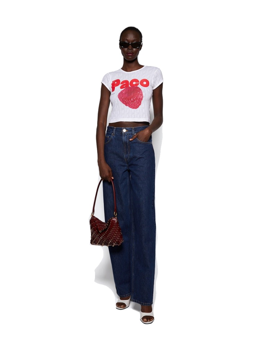 RABANNE RABANNE PRINTED CROPPED T-SHIRT WHITE