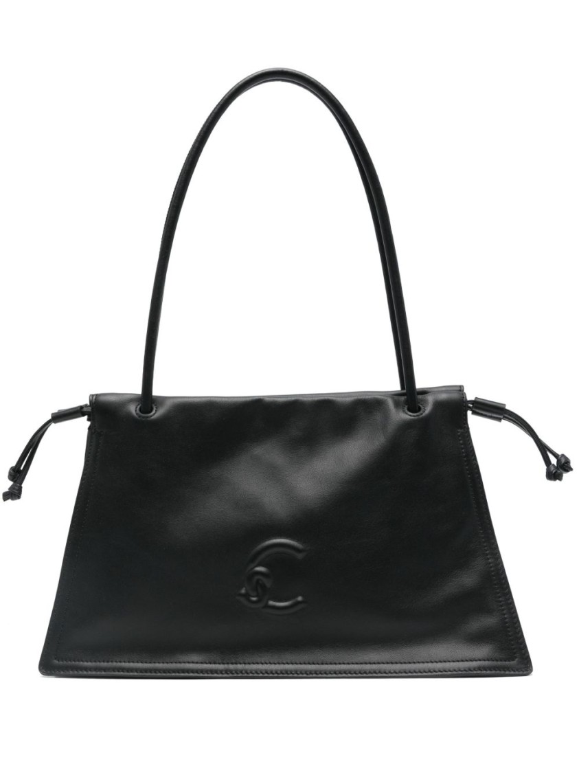 Coccinelle Calfskin Shoulder Bag With Adjustable Drawstring Sides