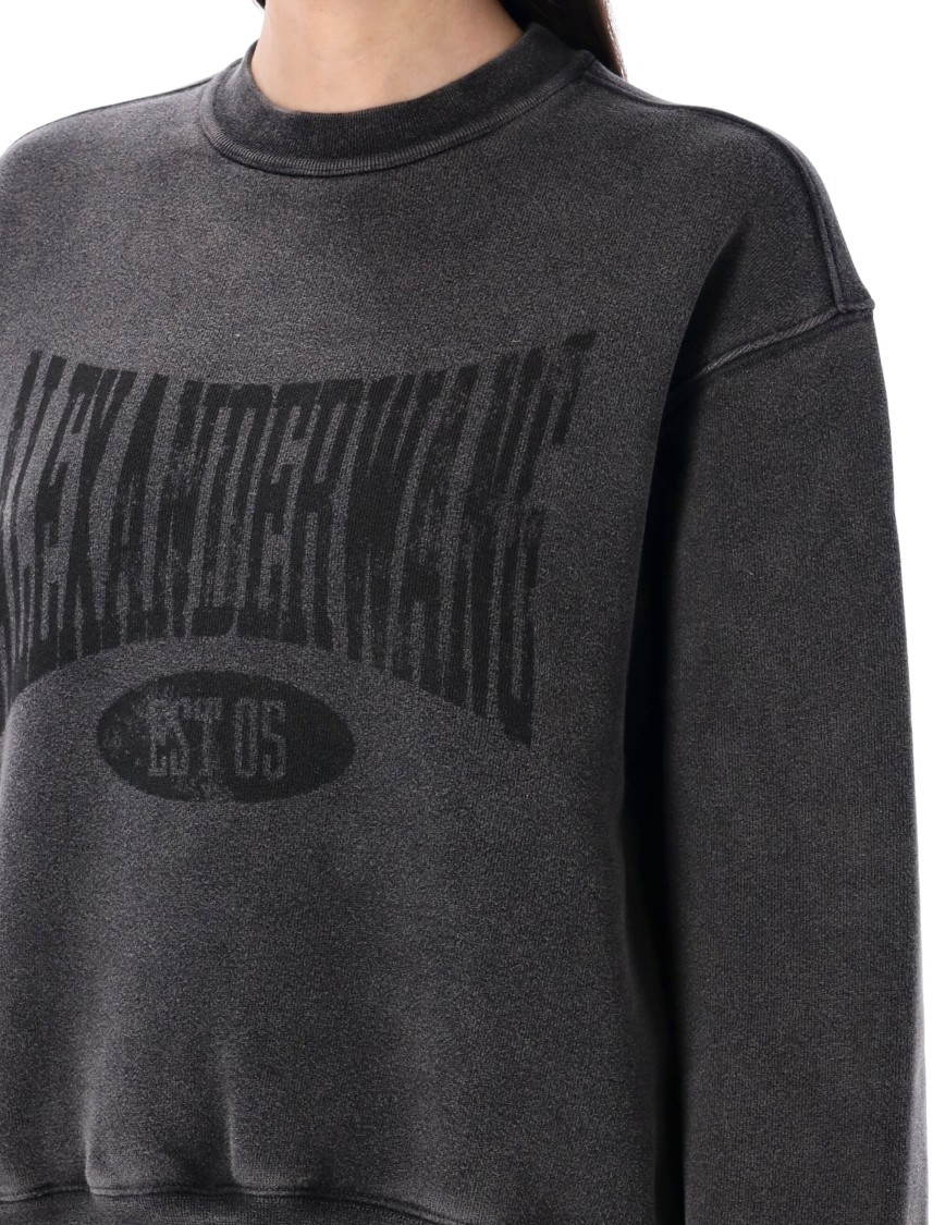 Alexander Wang T T By Alexander Wang Graphic Crew Neck Fleece In Black