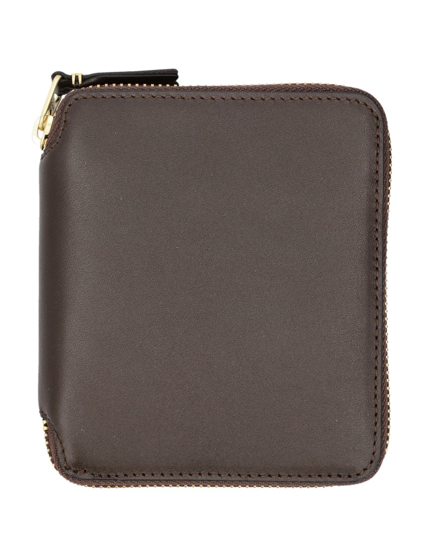 Comme Des Garçons Vertical Zip Around Wallet In Brown