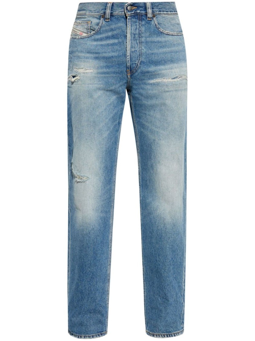 Diesel Cerulean Blue Ripped Jeans With Classic Five-pocket Design