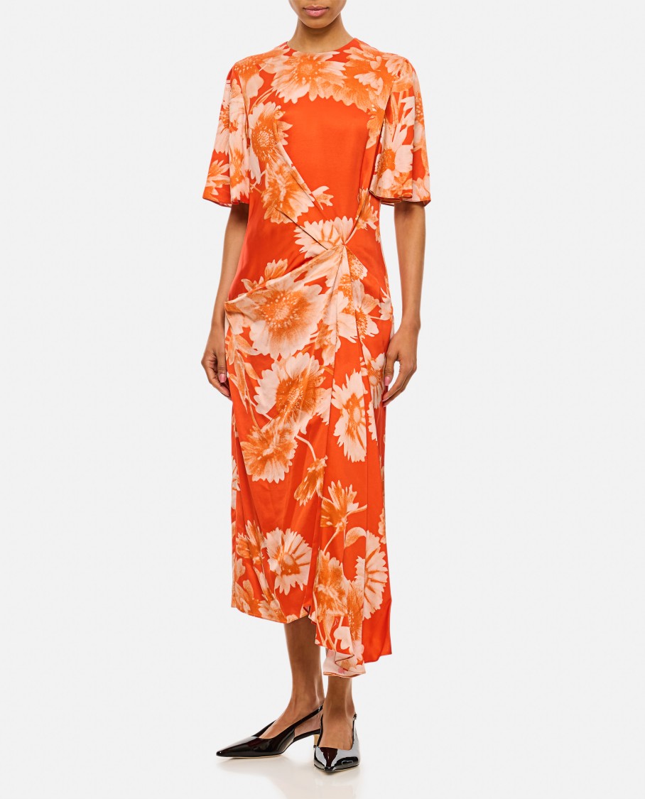 Shop Erdem Draped Midi Dress In Orange