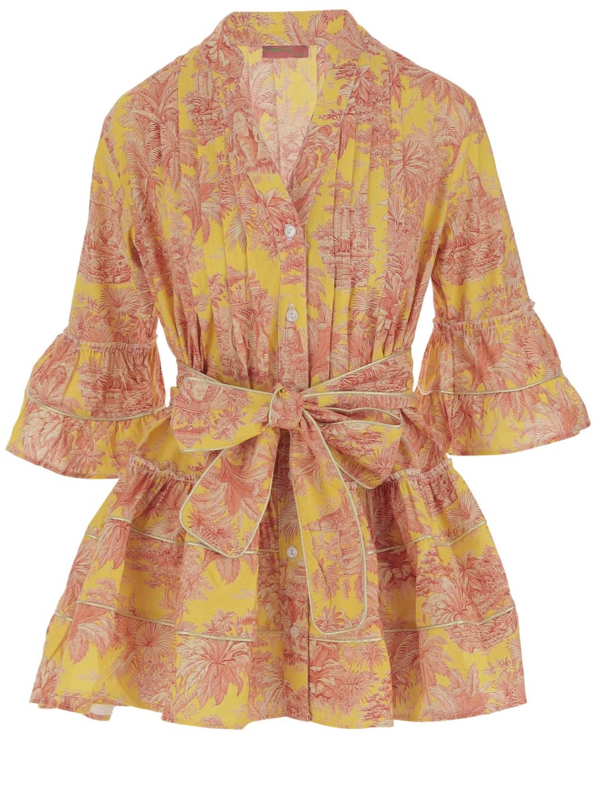 Pep's Vibrant Cotton Dress With Mandarin Collar