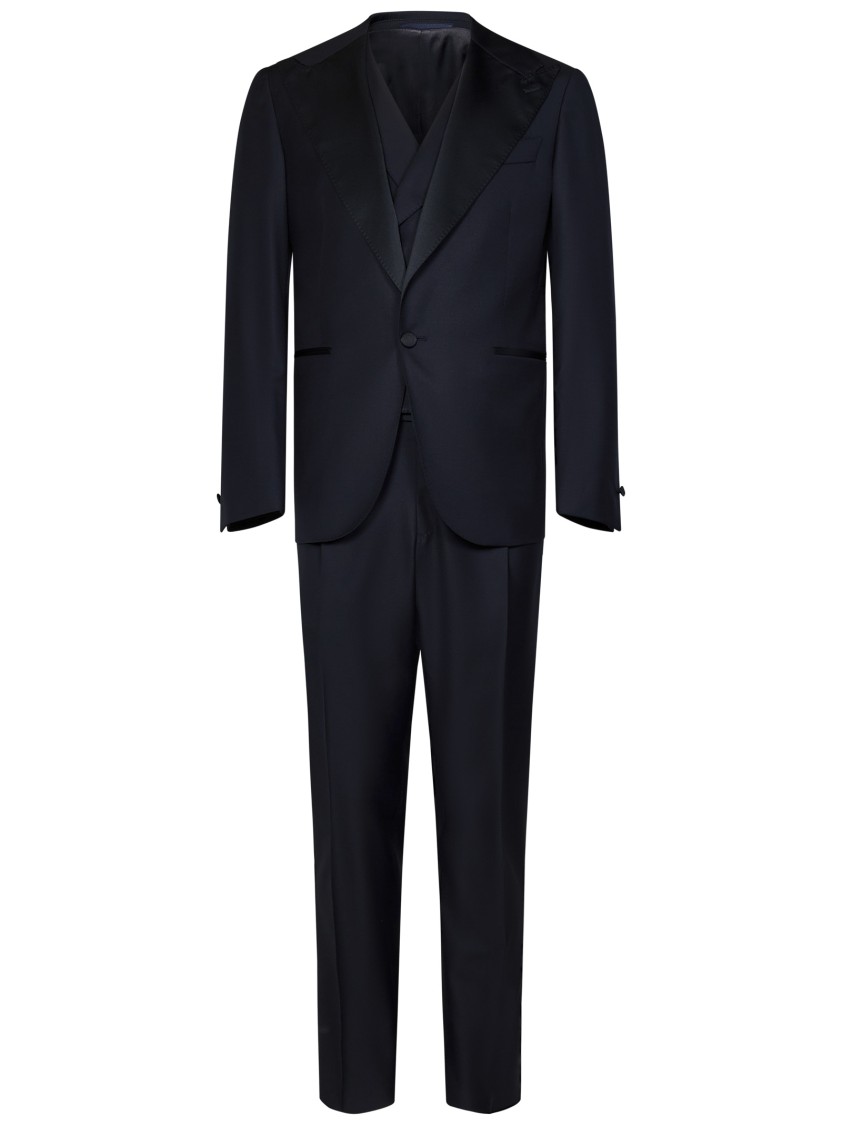 Franzese Collection Double-breasted Tuxedo In Luxurious Blue Wool In Blue