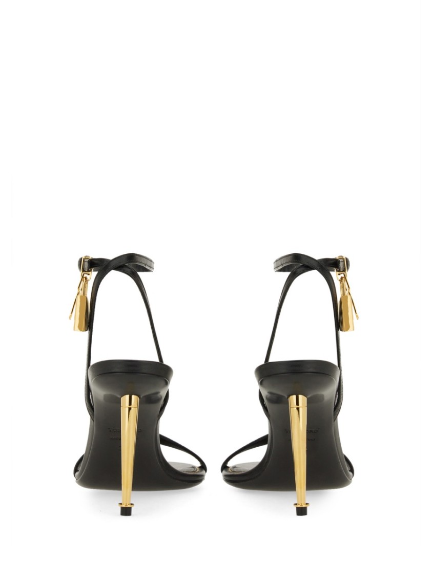 Tom Ford Padlock 85 Naked Pointy Sandals In Calf Leather In Black