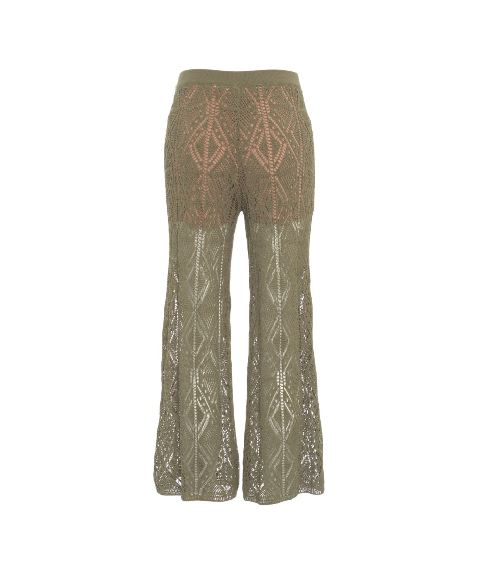 Shop Liu •jo Liu Jo Flared Cropped Crochet Pants With Rhinestone Detail