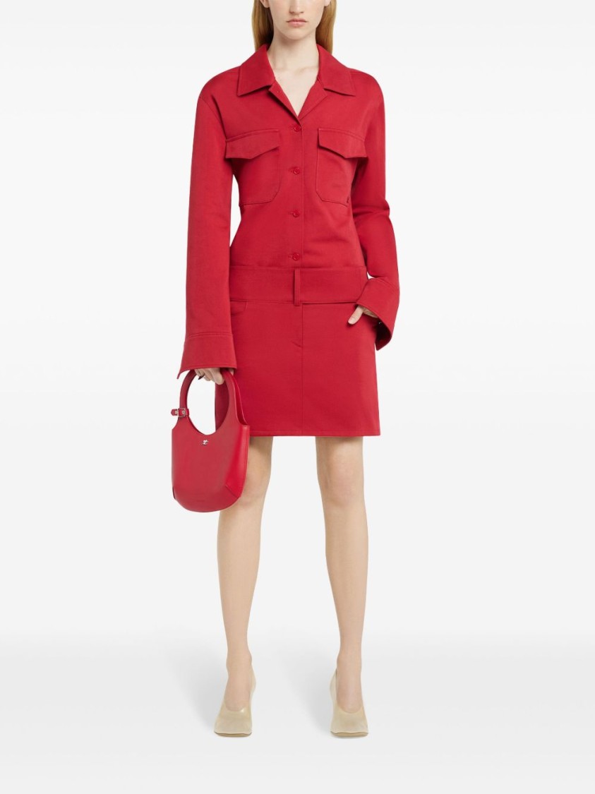 Courrèges Cotton Shirt With Long Sleeves And Collared Neck In Red