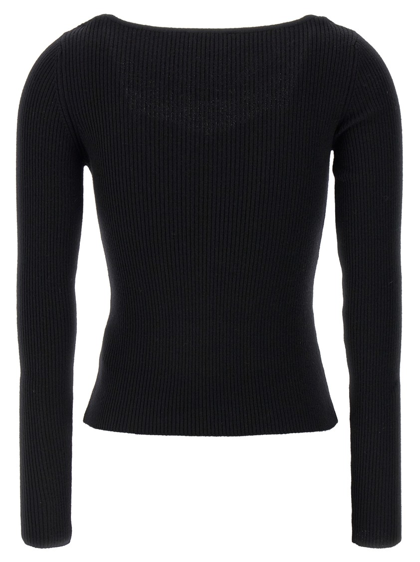 Giuseppe Di Morabito Square Neck Chain Detail Fitted Sweater In Black
