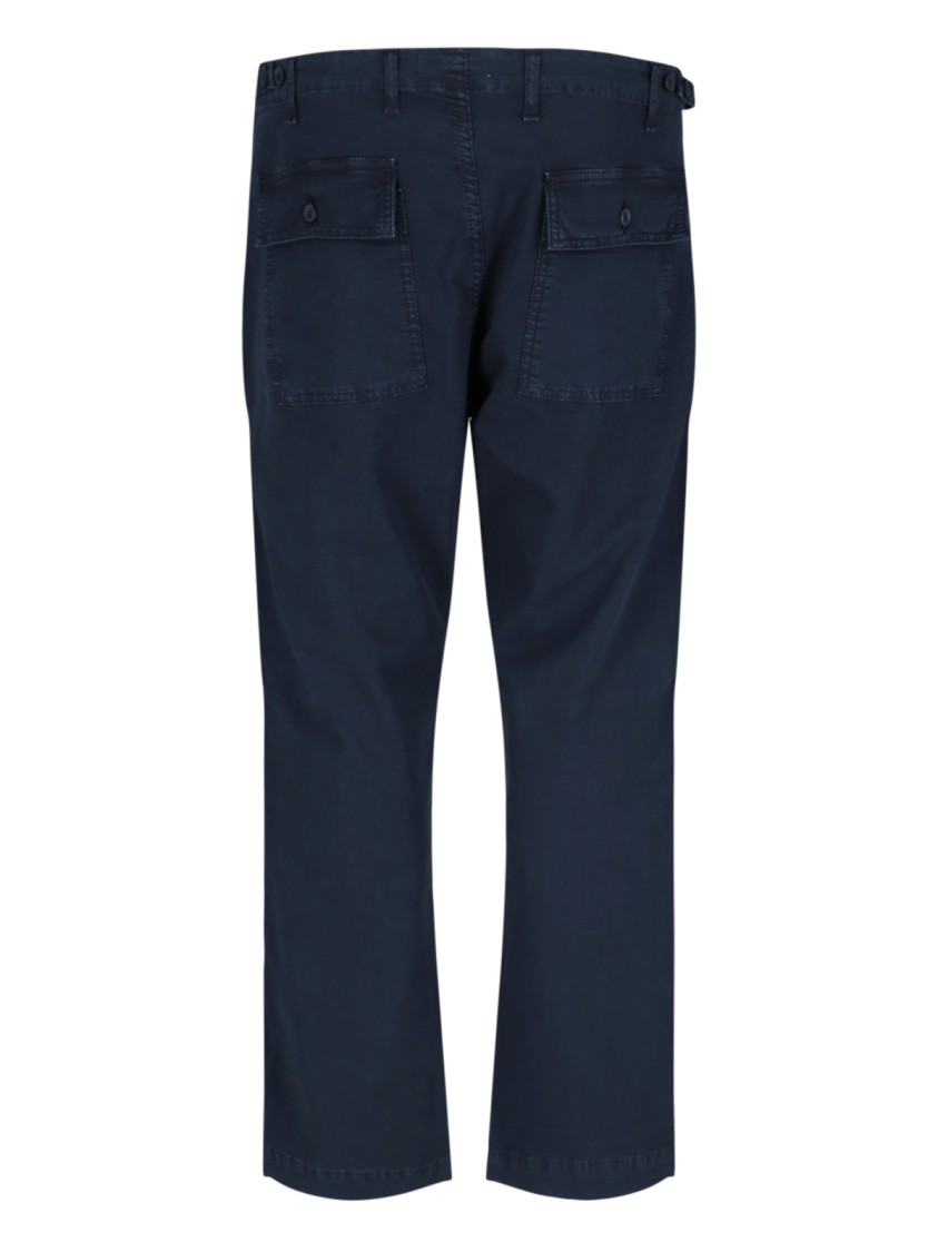 Cruna Navy Blue Straight-leg Trousers With Adjustable Button Straps