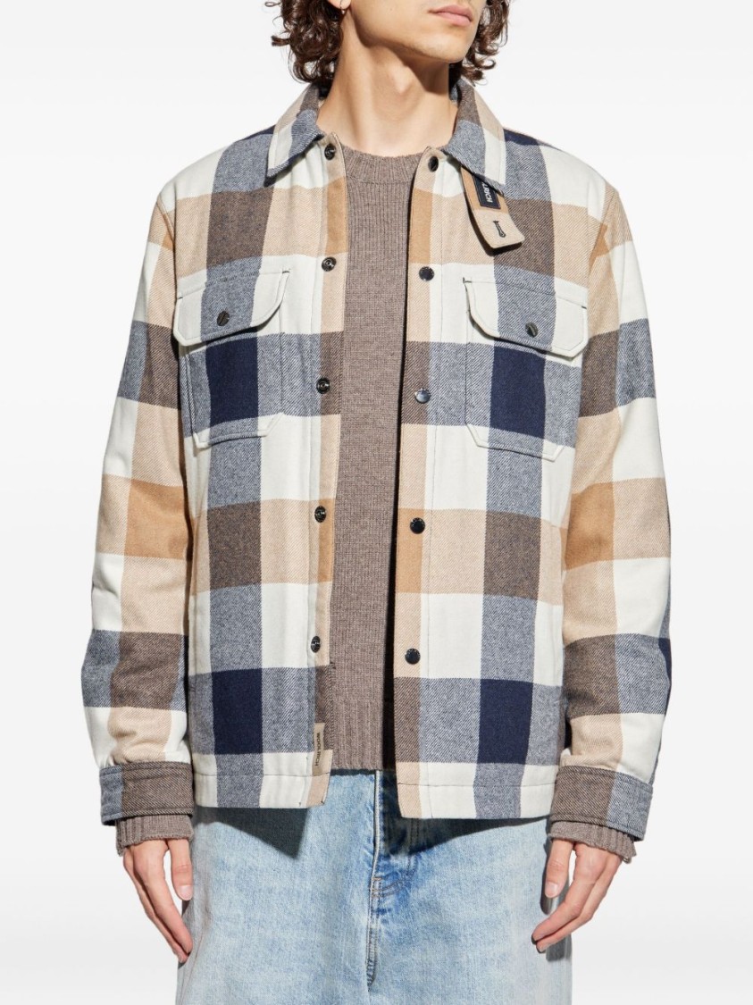 Woolrich Checked Wool Blend Shirt Jacket With Chest Pockets In Multi