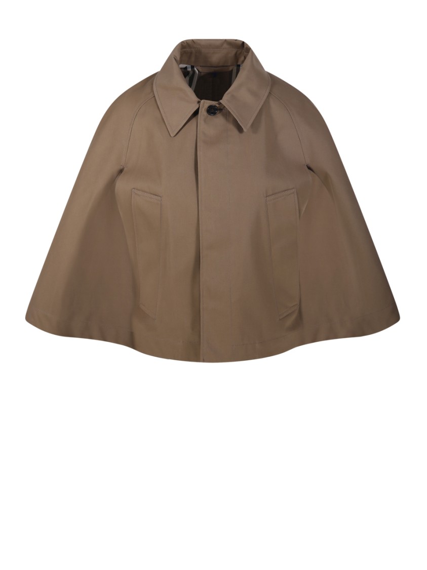 Shop Burberry Cape-inspired Casual Jacket With Structured Collar In Brown