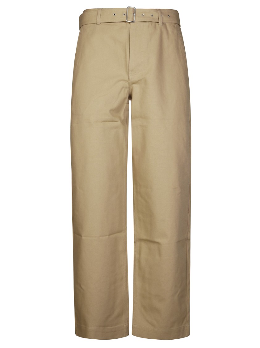Maison Kitsuné Relaxed-fit Trousers With Belt And Embroidered Detailing