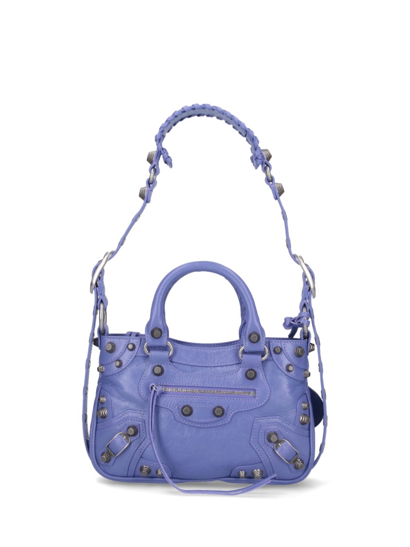 Balenciaga Green Leather Shoulder Handbag With Magnetic Closure And Metal Details