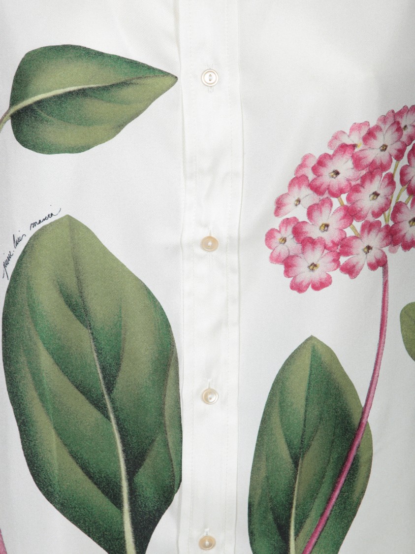 Shop Pierre-louis Mascia Floral-print White Shirt With Classic Collar