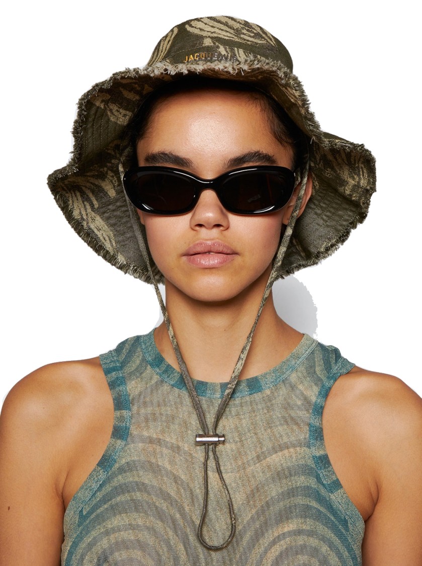 Shop Jacquemus The Artichaut Bucket Hat Jacquard Banana In Grey