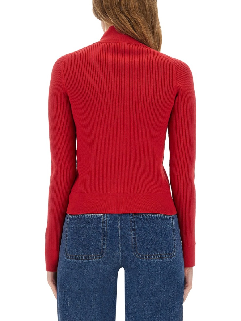 Jw Anderson J. W. Anderson Fitted Cardigan With Zipper In Red