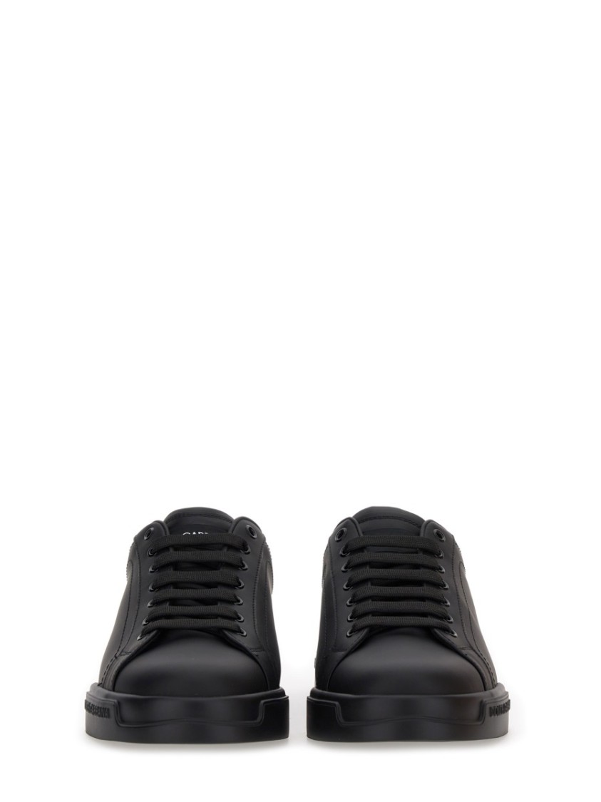 Dolce & Gabbana Portofino Light Black Sneakers With Logo Patch On The Tongue And Tonal Logo Lettering On The Heel In In Black
