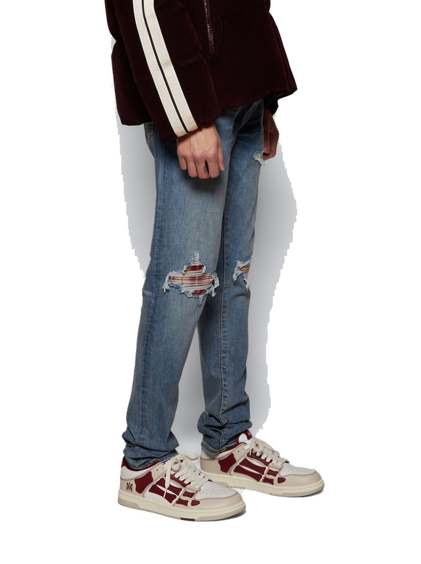 Amiri Varsity Skel Top Low Sneakers Deep Red In Burgundy