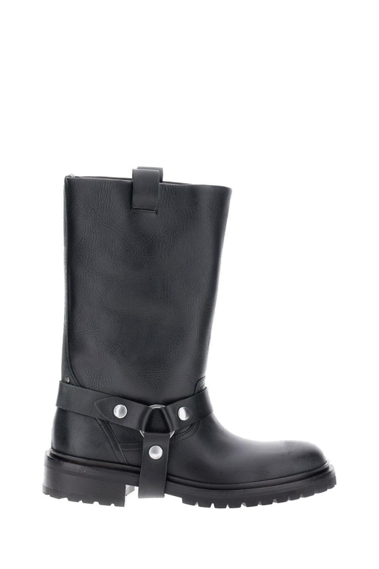 Golden Goose Distressed Black Leather Kurt Boots With Silver Accents In Black