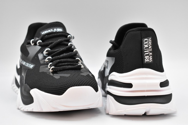 Versace Black And White Leather Sneakers in Black | THE LIST