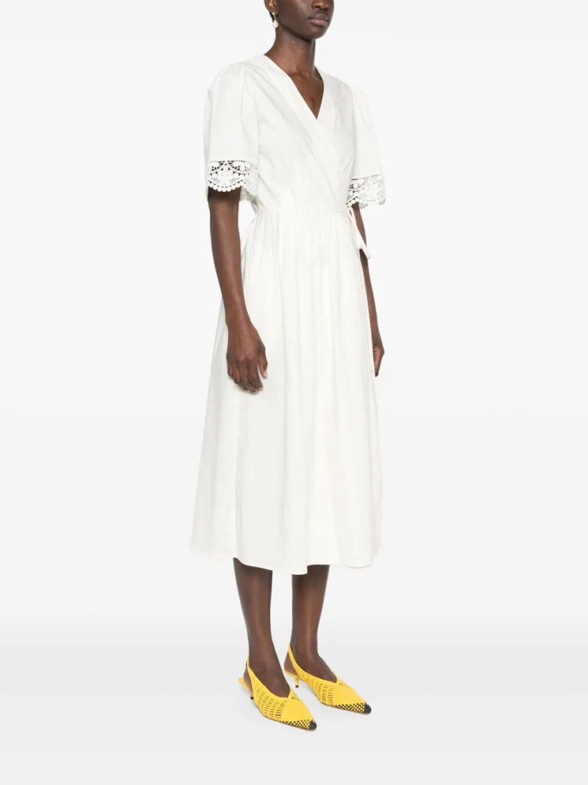 Twinset Twin-set Wrap Midi Dress With Lace Trim