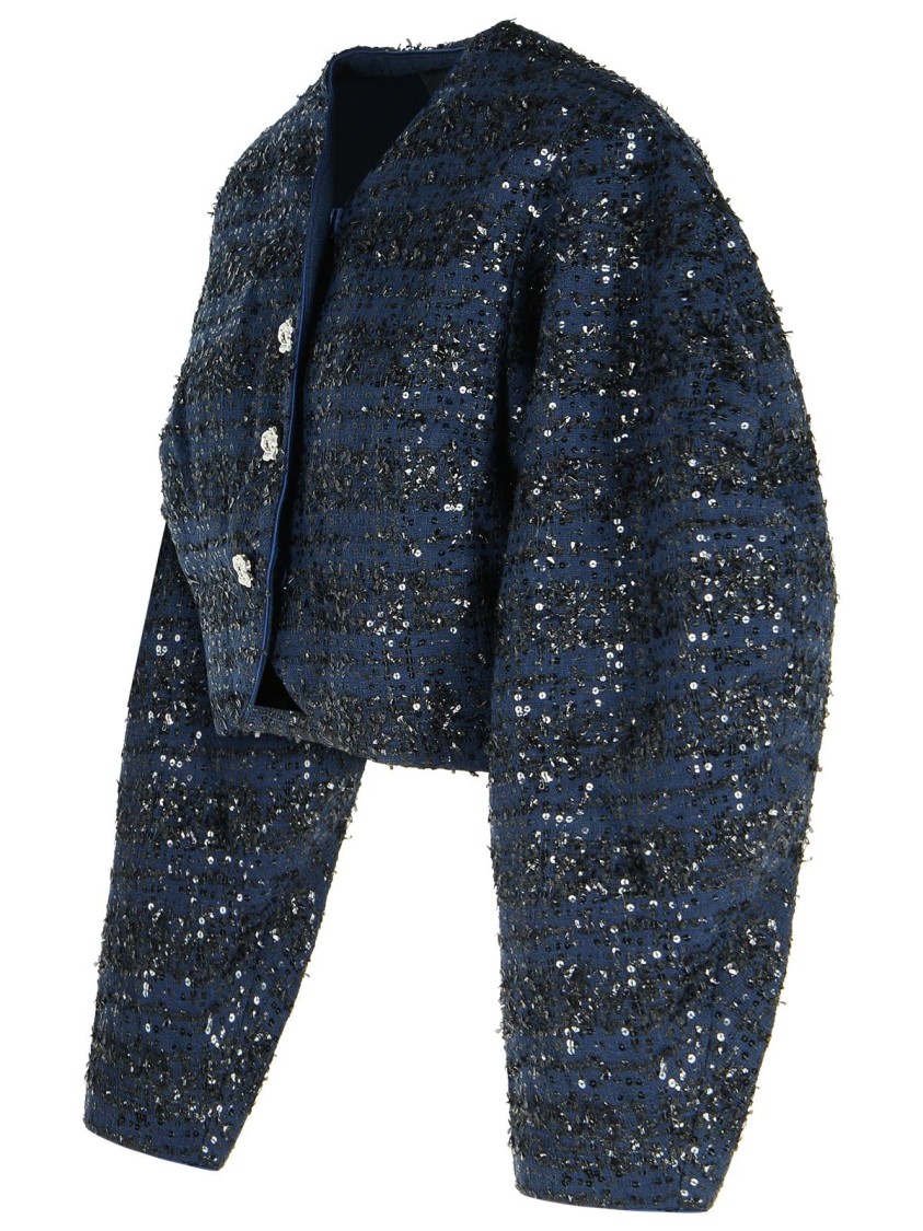 Rotate Birger Christensen Rotate Dark Blue Polyester Short Jacket In Blue