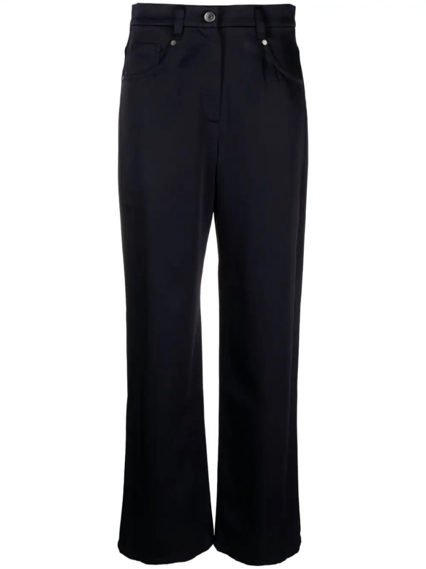 Brunello Cucinelli Straight-leg Satin-finish Trousers In Black