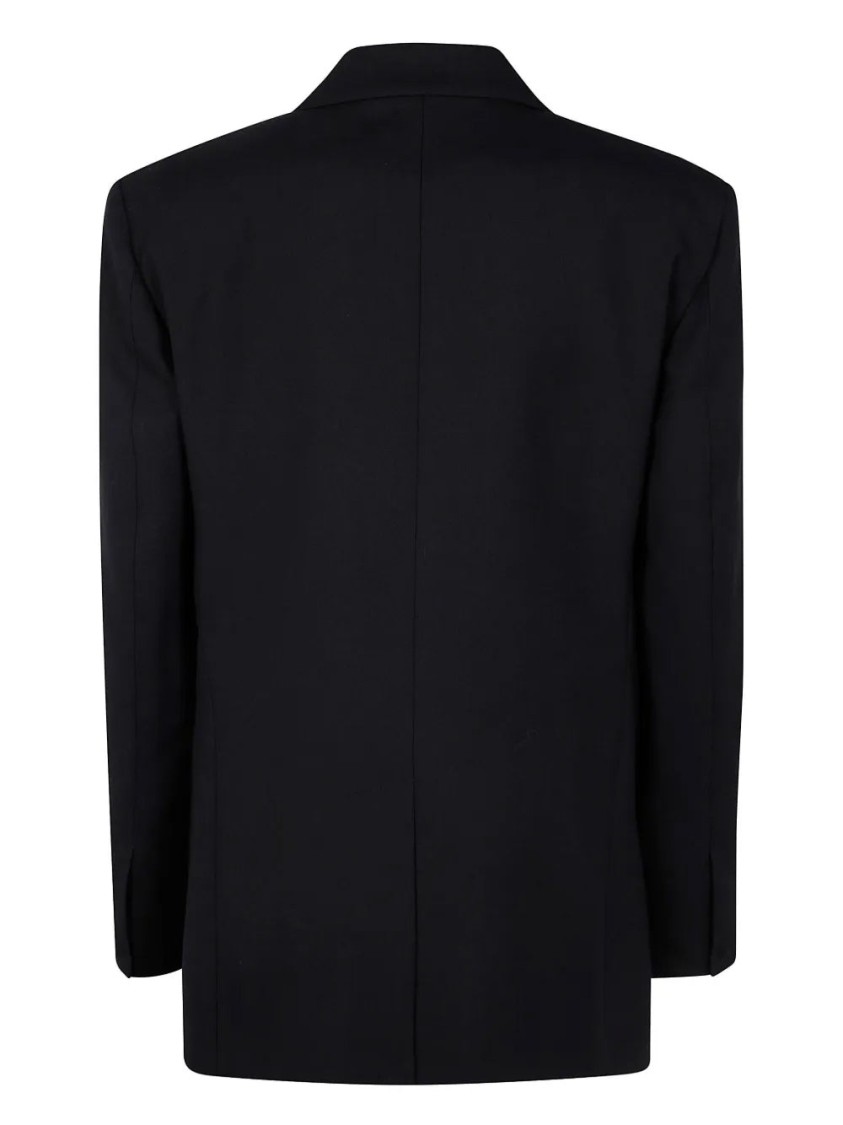 Pinko Tailored Black Blazer With Notched Lapels In Blue