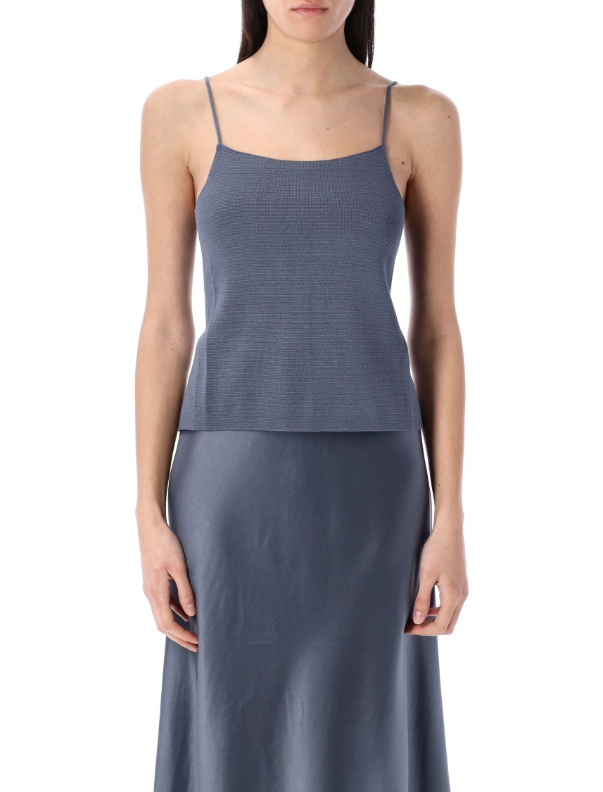By Malene Birger Straight Neckline Slim-fit Top In Blue