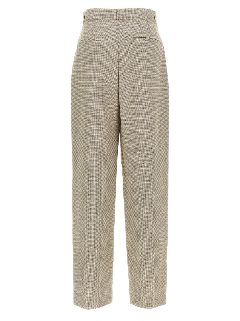 Fendi Beige Micro Check Trousers In Gray