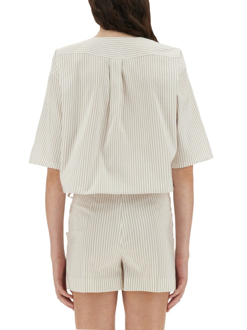 Fendi Striped Drawstring Hem Top With Chest Pocket