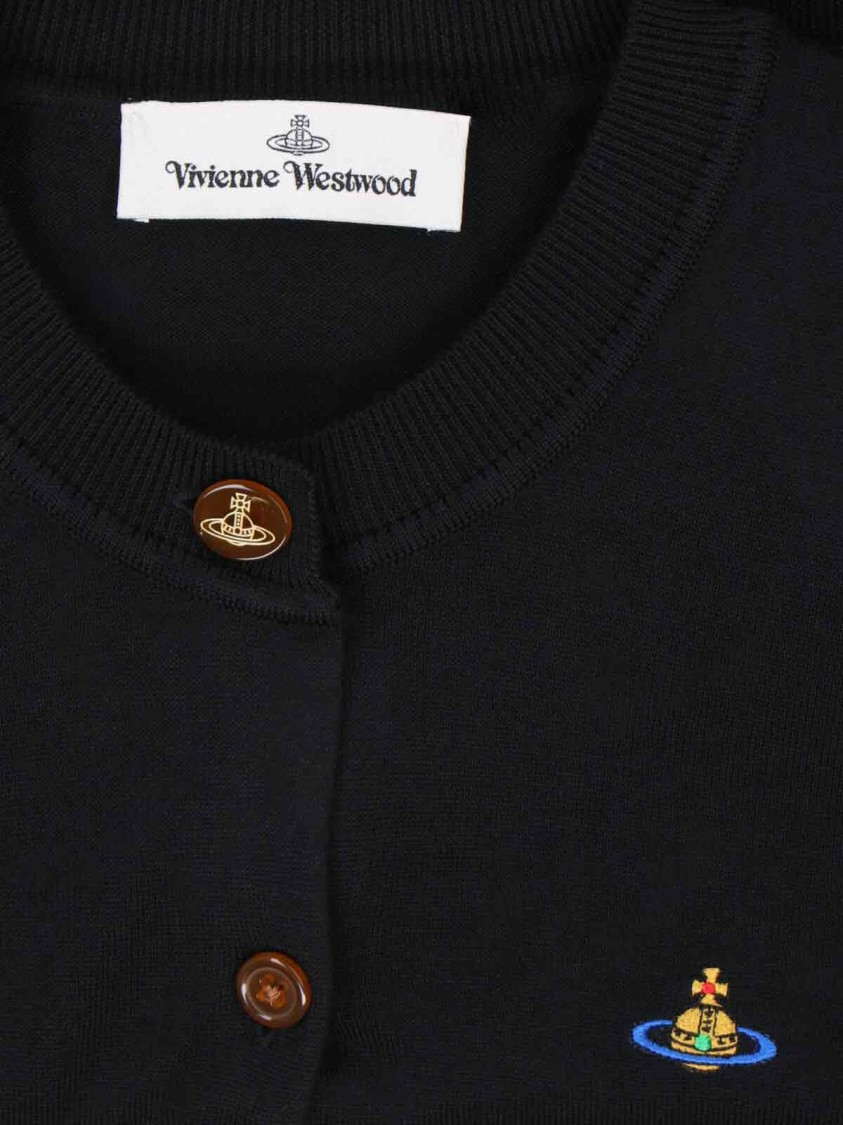 Shop Vivienne Westwood Cropped Logo Cardigan – Black
