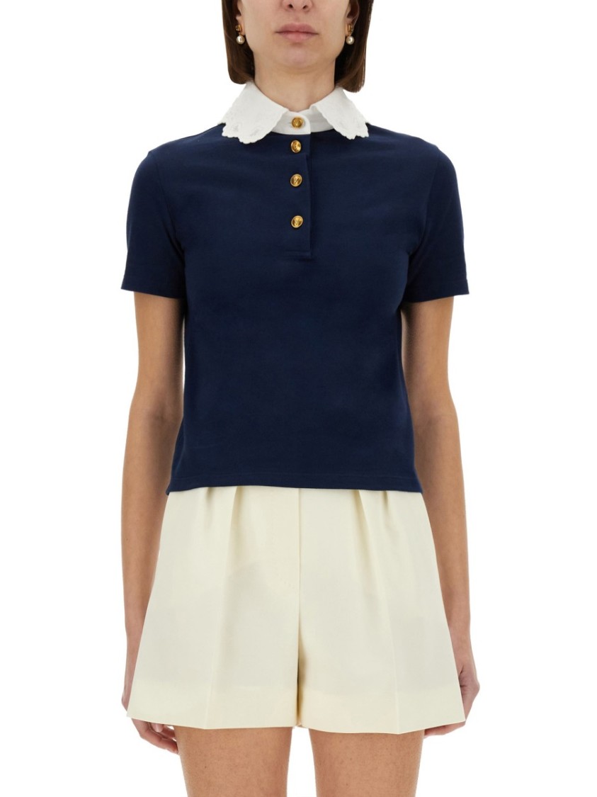 Valentino Garavani Embroidered Cotton Sweatshirt Polo Shirt