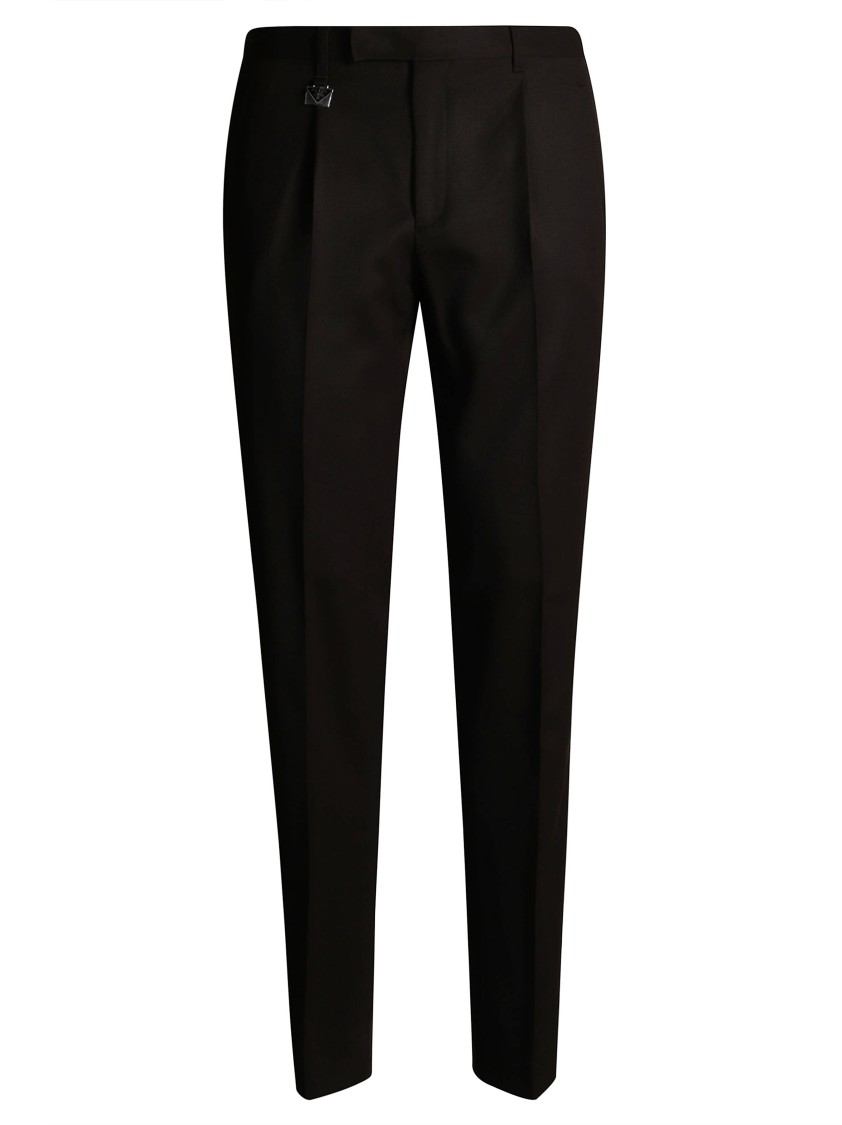 Prada Tailored Ebony Trousers With Subtle Pleats In Black
