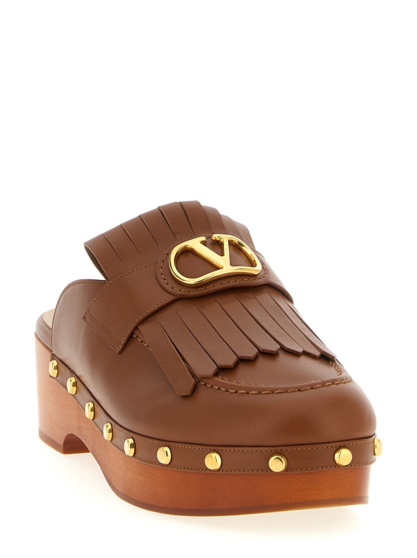 Valentino Vlogo Leather Kiltie Mule Clogs