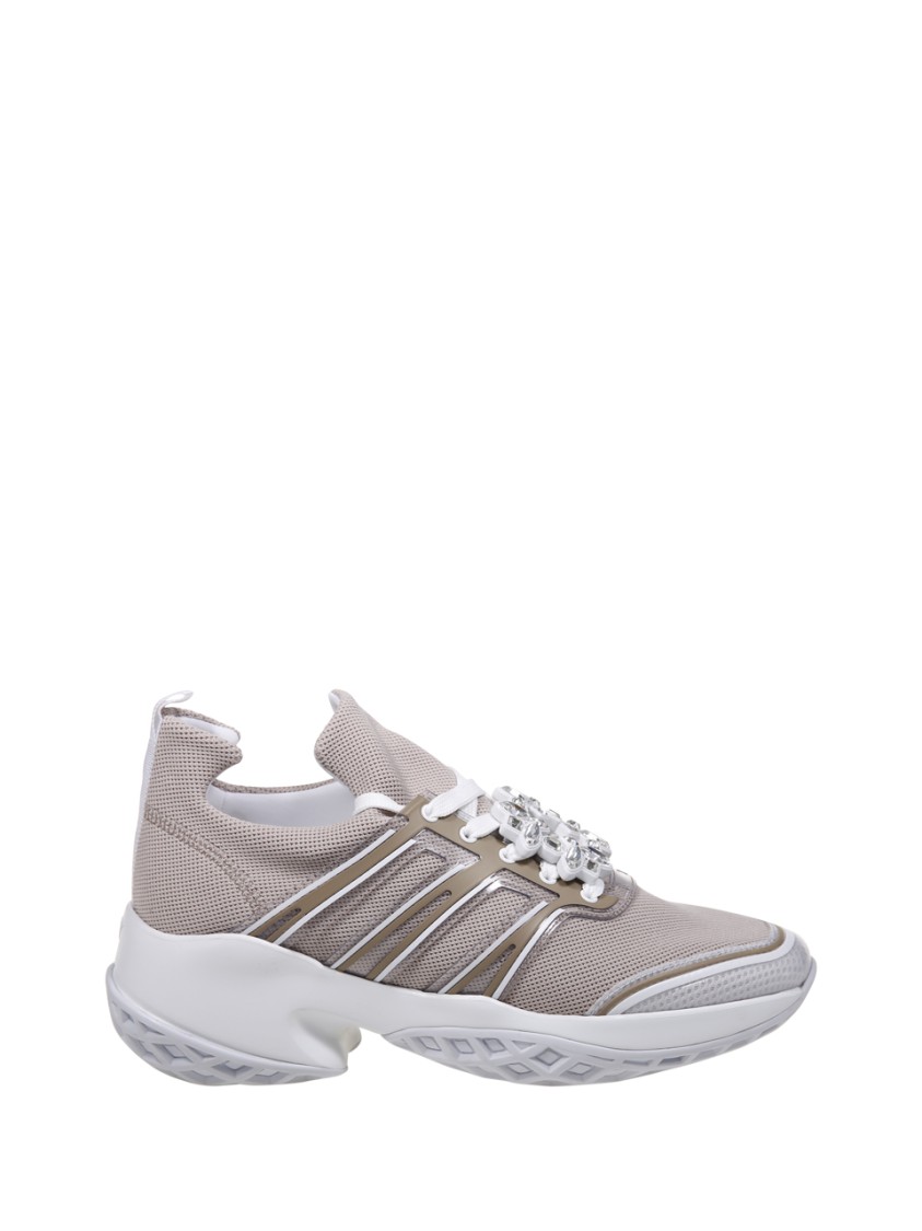 Roger Vivier Crystal Embellished Mesh Lace-up Sneaker