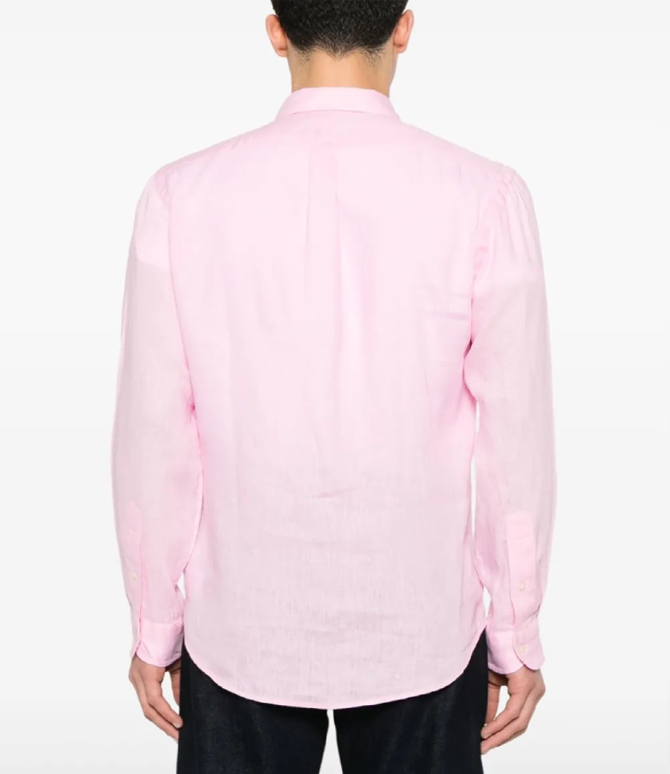 Polo Ralph Lauren Lightweight Linen Long Sleeve Shirt In Pink