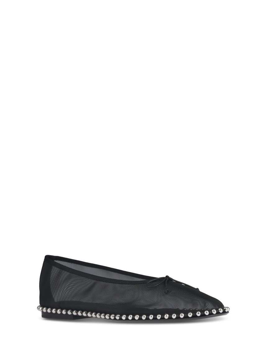 Alexander Wang Flat Shoes With Metallic Ball Chain Trim In Gray