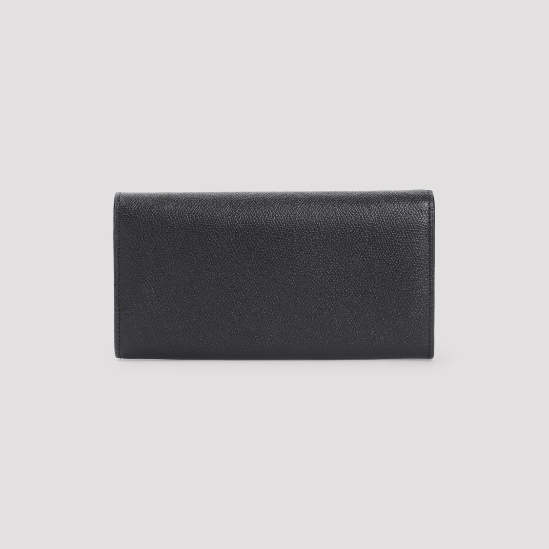 Valextra Grained Calf Leather Chain Wallet In Black