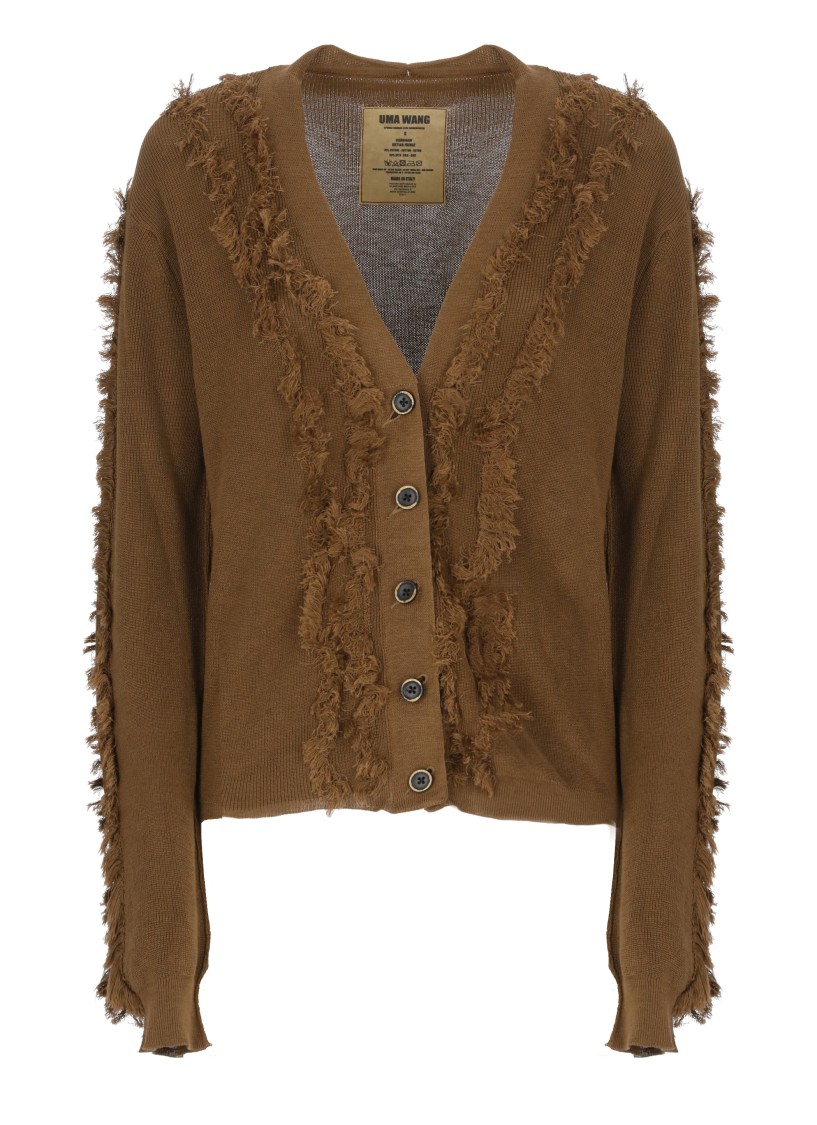 Uma Wang Fringe-detail V-neck Cotton Cardigan