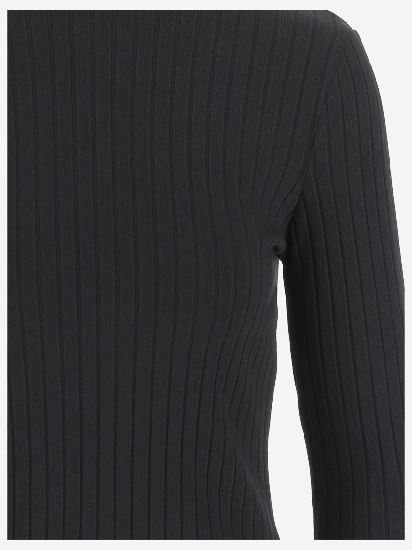 Vince Ribbed Long-sleeve High-neck Top In Black