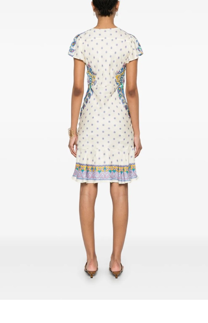 Etro Patterned Mini Dress With Ruffled Hem