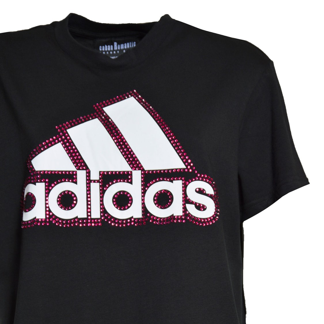 Caban Romantic X Adidas Black Cotton T-shirt Swarovski Applications