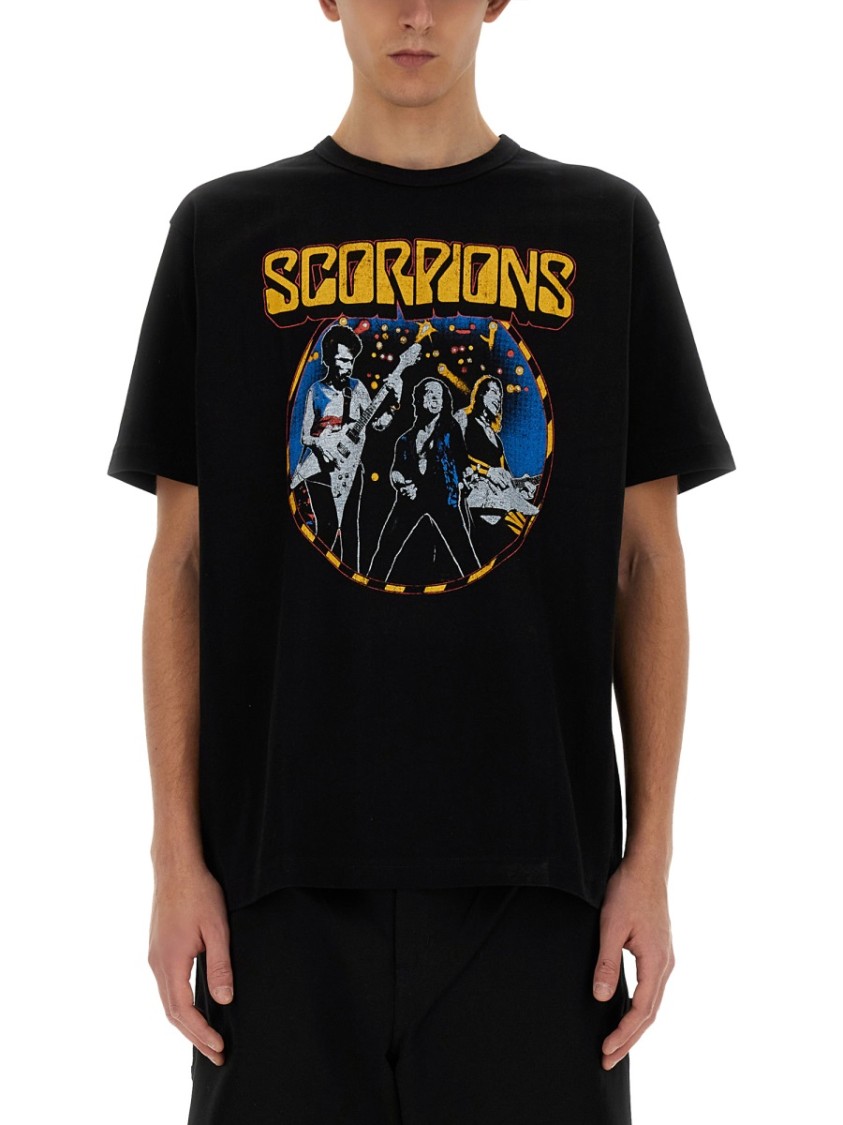 Junya Watanabe Cotton Scorpions Crew Neck T-shirt With Print In Black