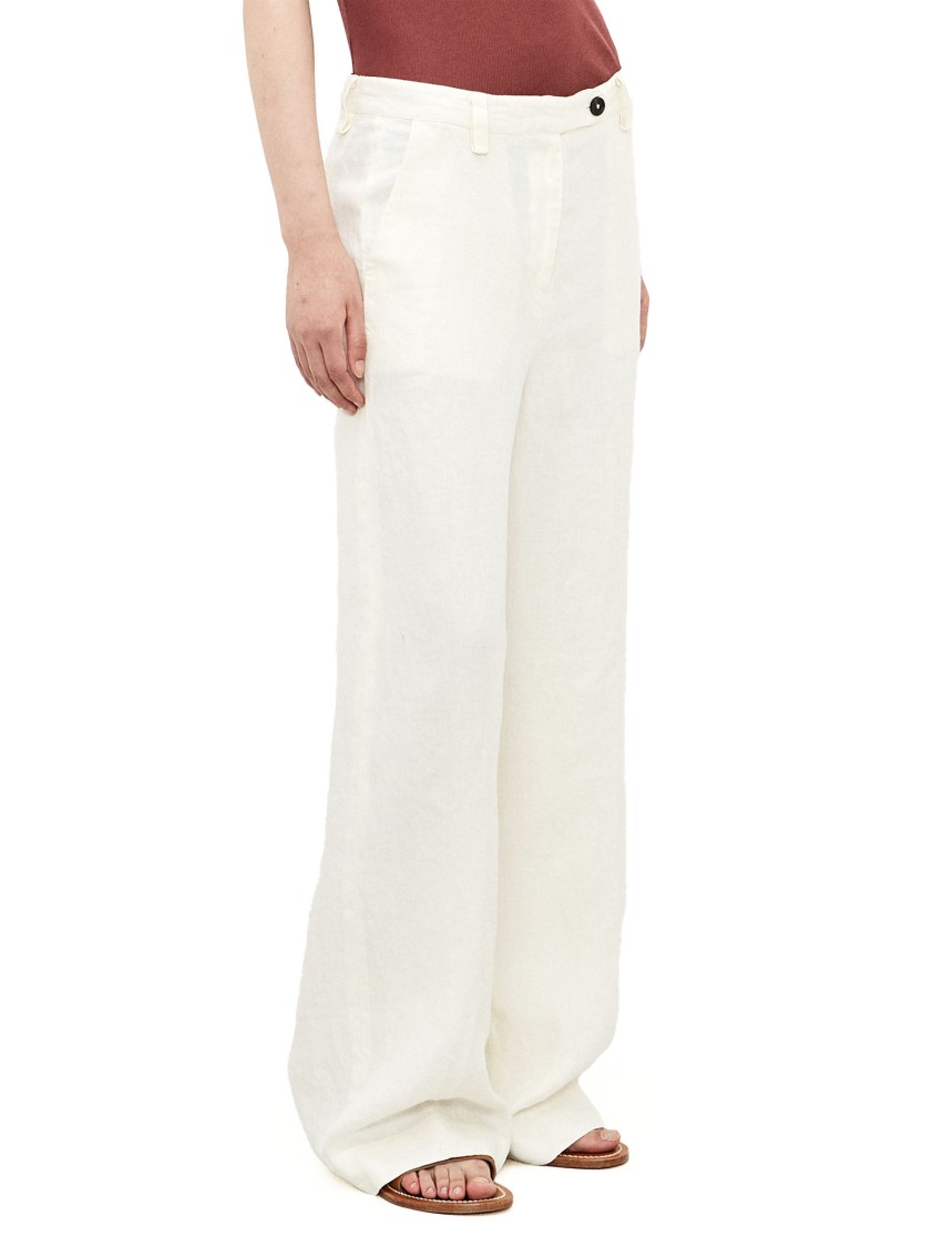 Massimo Alba Wide-leg Herringbone Linen Trousers From In White