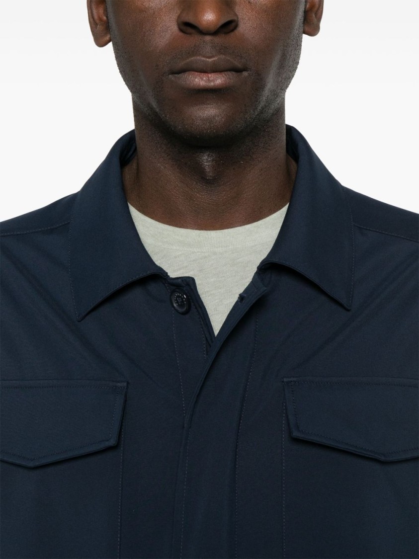 Paul & Shark Navy Blue Jacket With Concealed Fastening And Flap Pockets